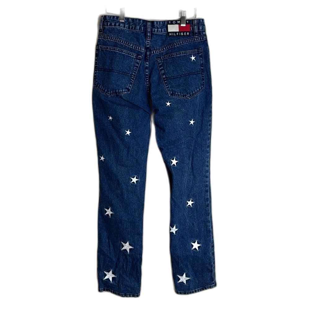 Vintage Tommy Hilfiger Embroidered Star‎ denim jeans big logo size 7 28 y2k cute